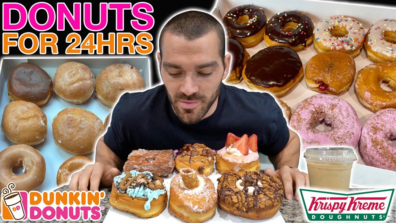 I ate DONUTS for 24HRS | 10,000 Calorie Dompierre Donut Cheat Day Challenge