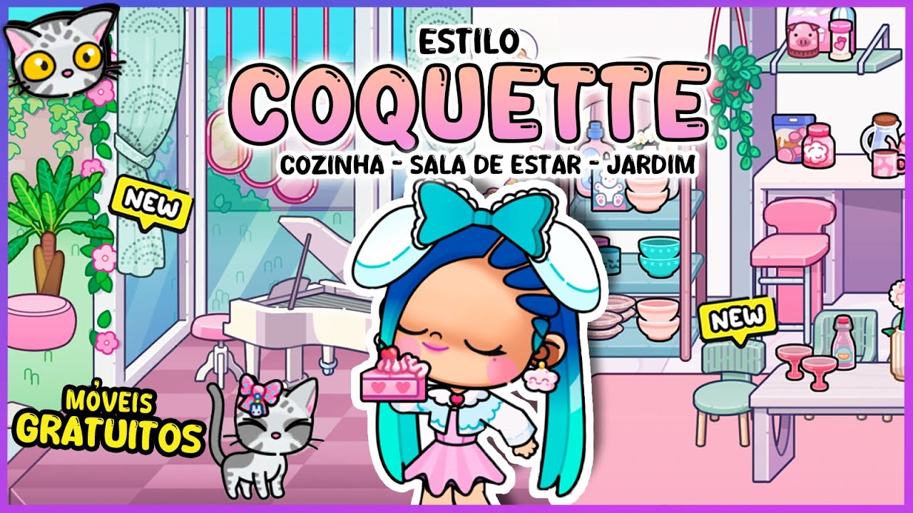 🎨 Decoração GRATUITA no AVATAR WORLD Mansão Estilo COQUETTE 🏠 - Andar 1 (Cozinha, Sala e Jardim)
