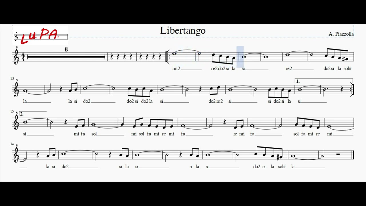 Libertango - Flauto dolce - Note - Spartito - Karaoke - Canto - Instrumental - Tutorial