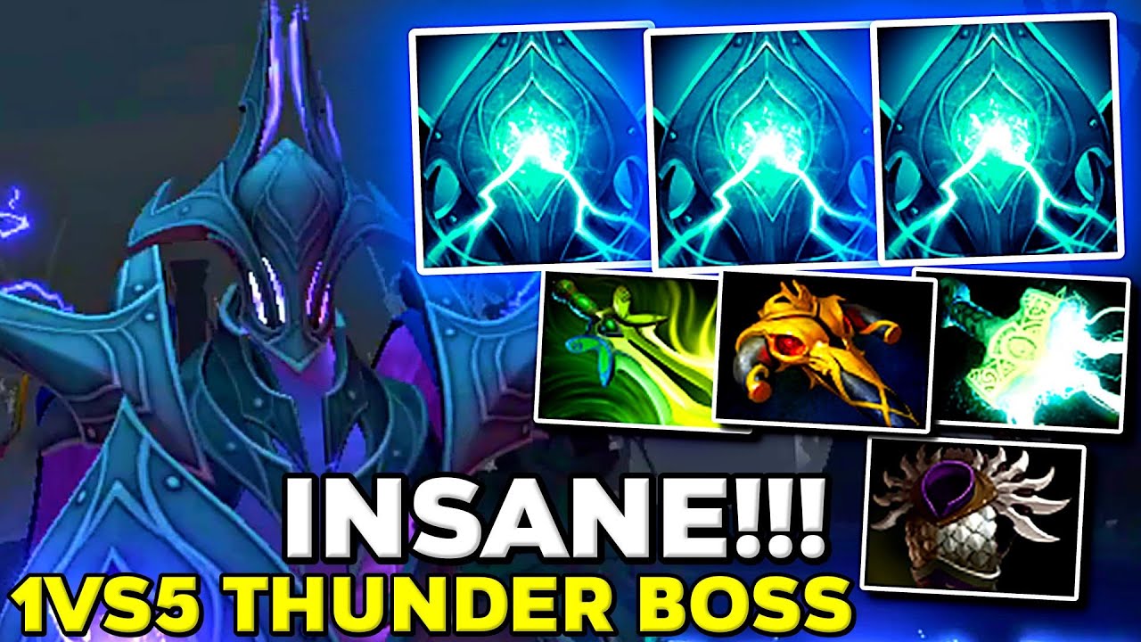 1vs5 Thunder Boss Max Speed Mjollnir Build Razor Safelaner Eye of Storm Insane - Dota 2