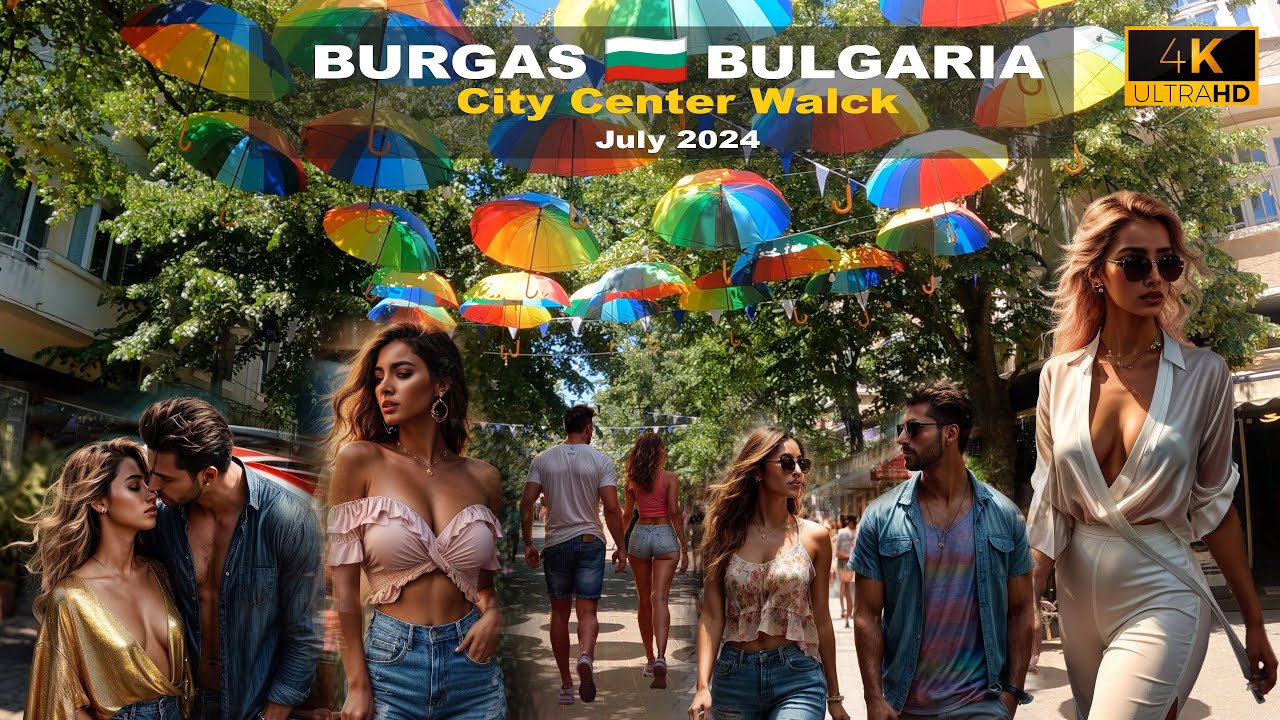 Burgas 🇧🇬 Bulgaria 😎 Street walking  - city center - 2024 July -4k