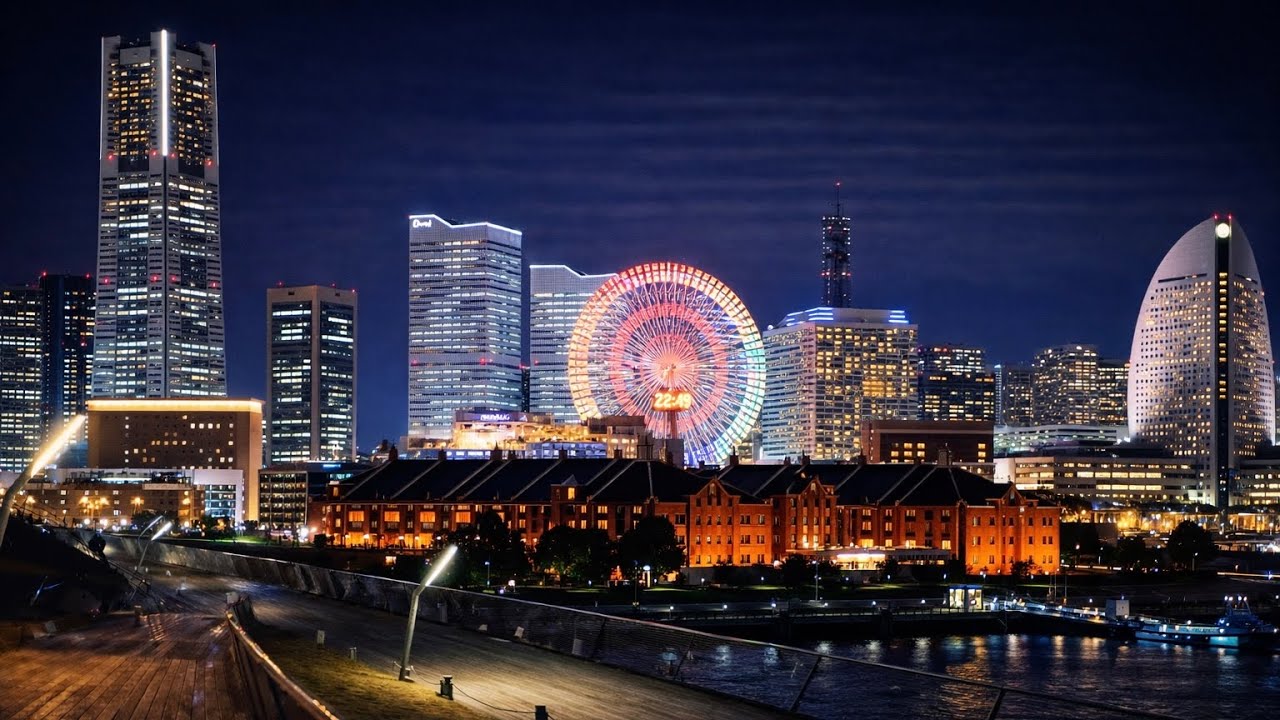 Yokohama Night Walk 🇯🇵 | Yamashita Park to Red Brick Warehouse & Sakuragicho | Japan Walking Tour 4K