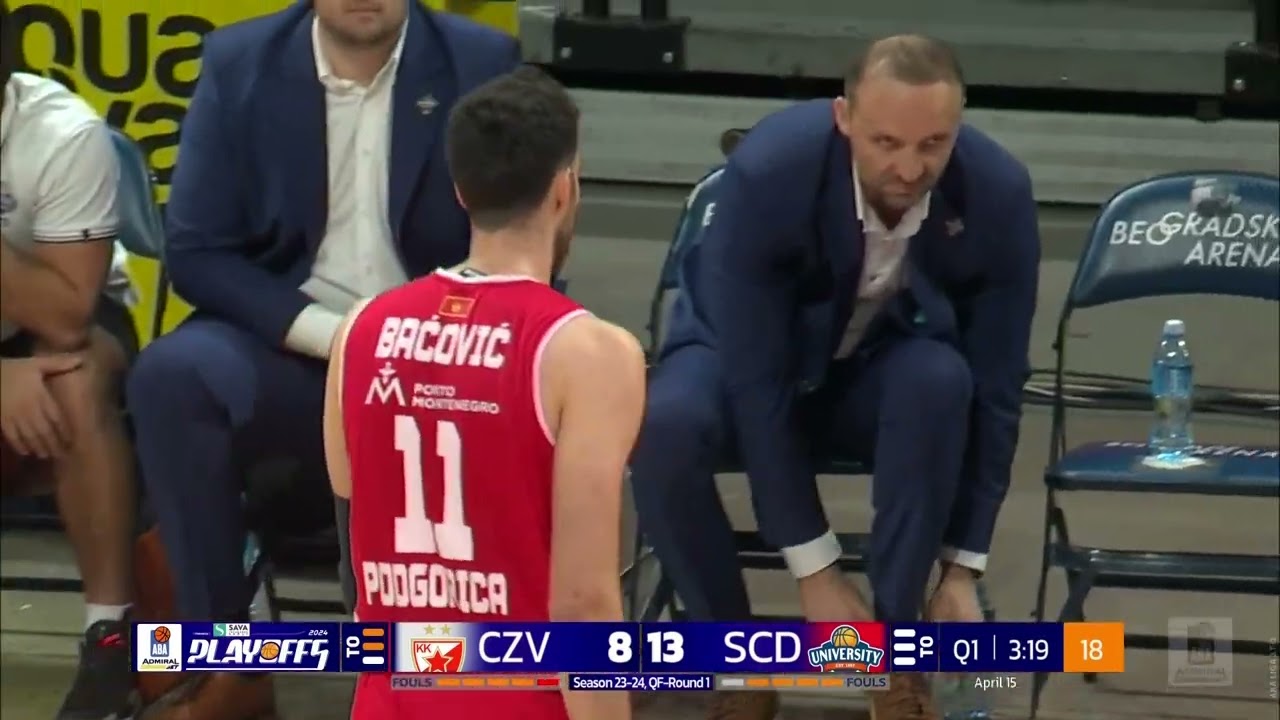 AdmiralBet ABA League 2023/24, QF Round 1 match: Crvena zvezda Meridianbet - SC Derby (15.4.2024)