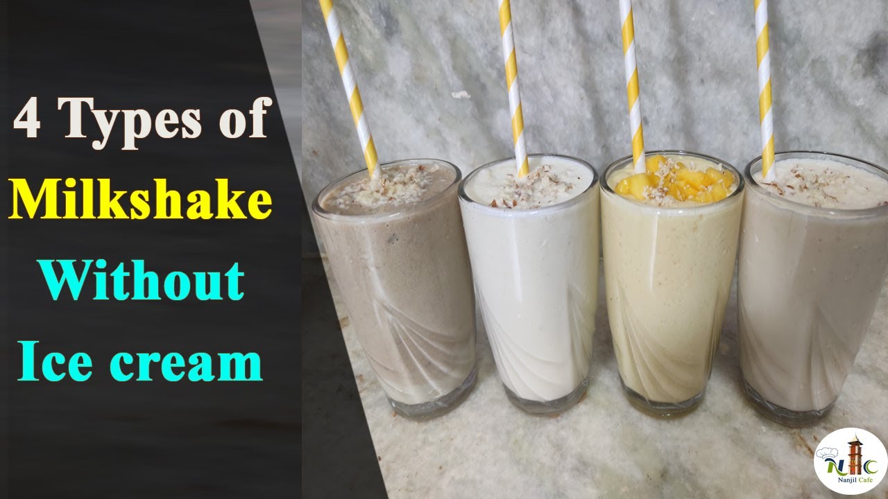 4 Types of Milkshake without Ice cream | Sapota/Mulam palam/Mango/Apple | Nanjil Cafe