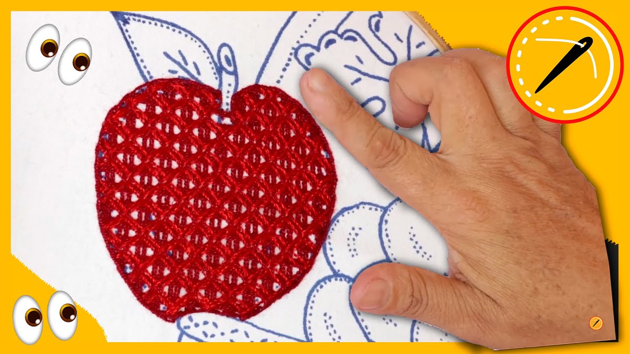 Como bordar una MANZANA 🍎 | Bordados Faciles 15 🧶 PASO A PASO
