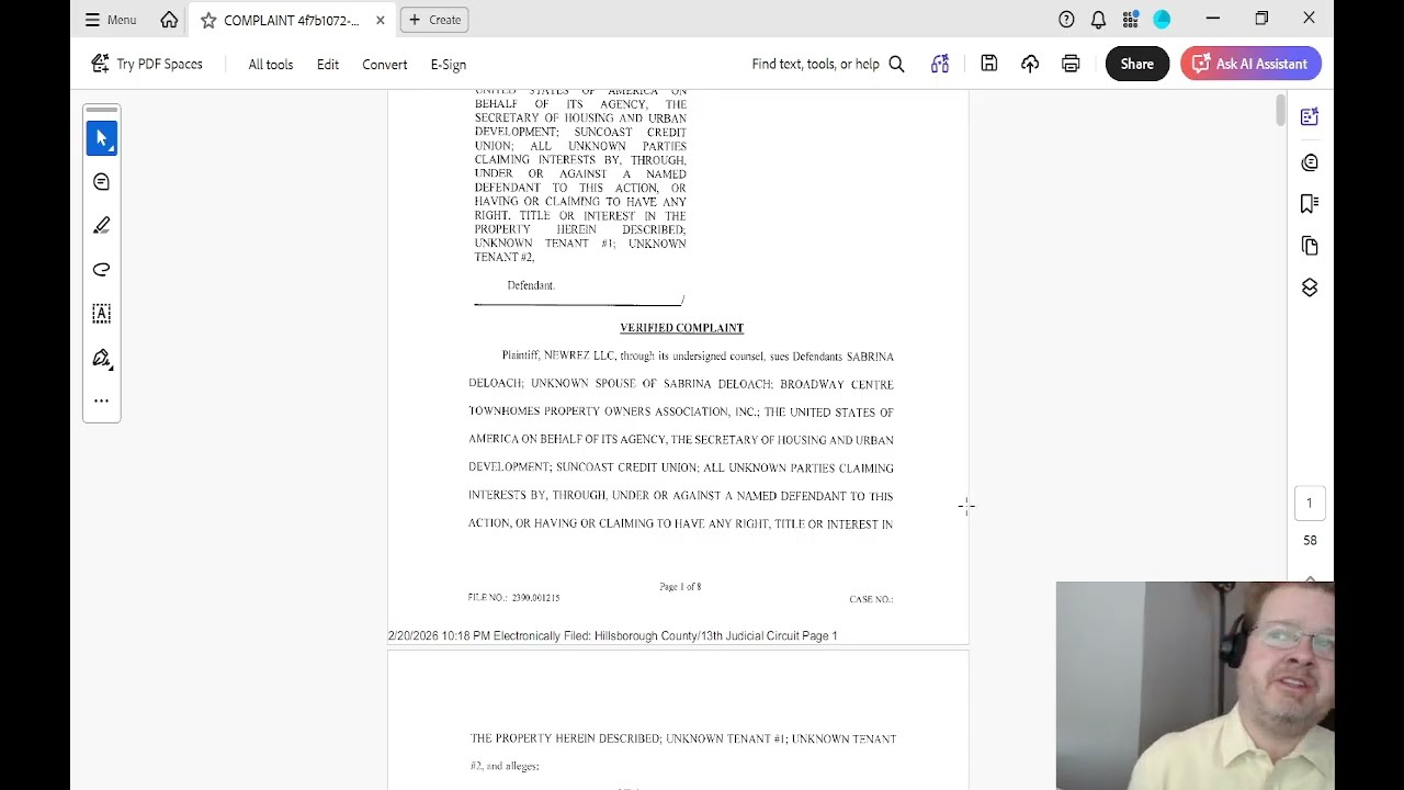 Florida Foreclosure Complaint Overview of Newrez LLC vs Deloach with Lawman Scott live w/ ChatGPT.