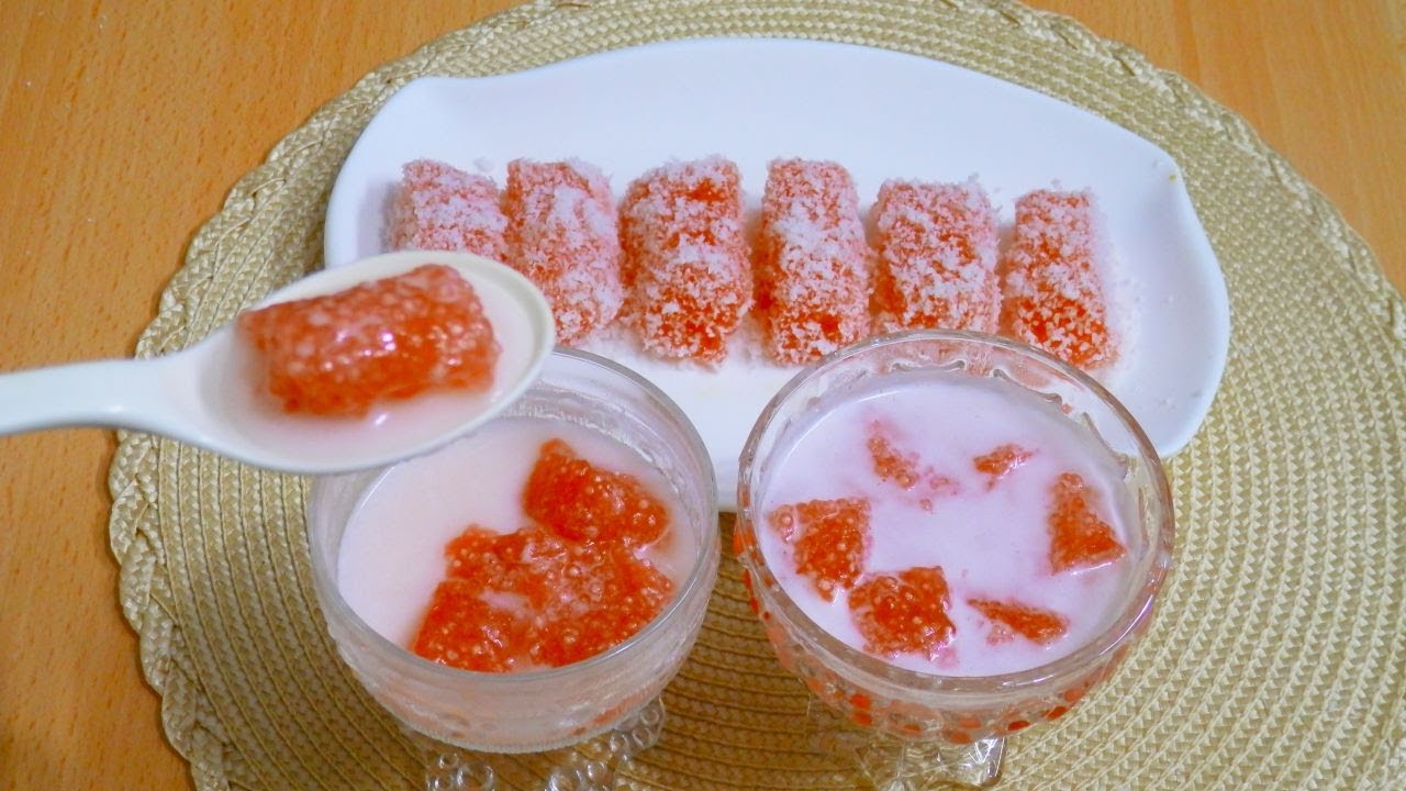 حلقوم ساقو2مع مبشوركوكونت مطبوخ بدون بخار+شراب كوكونت ساقو-بوبورساقو| สูตรสาคู-sago Halkum&kuih sago