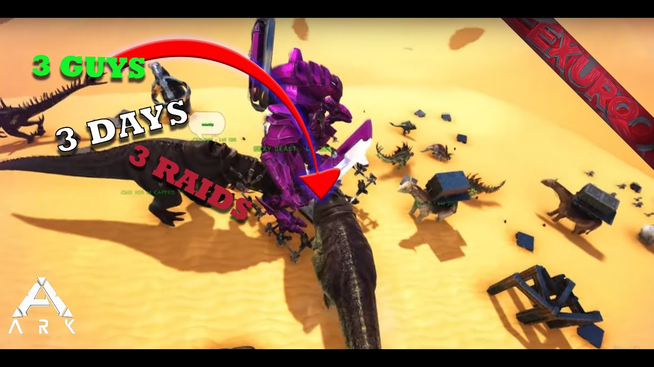 3 MAN, 3 DAYS, 3 RAIDS!?! 3 Man PvP Servers - Ark: Survival Evolved MTS
