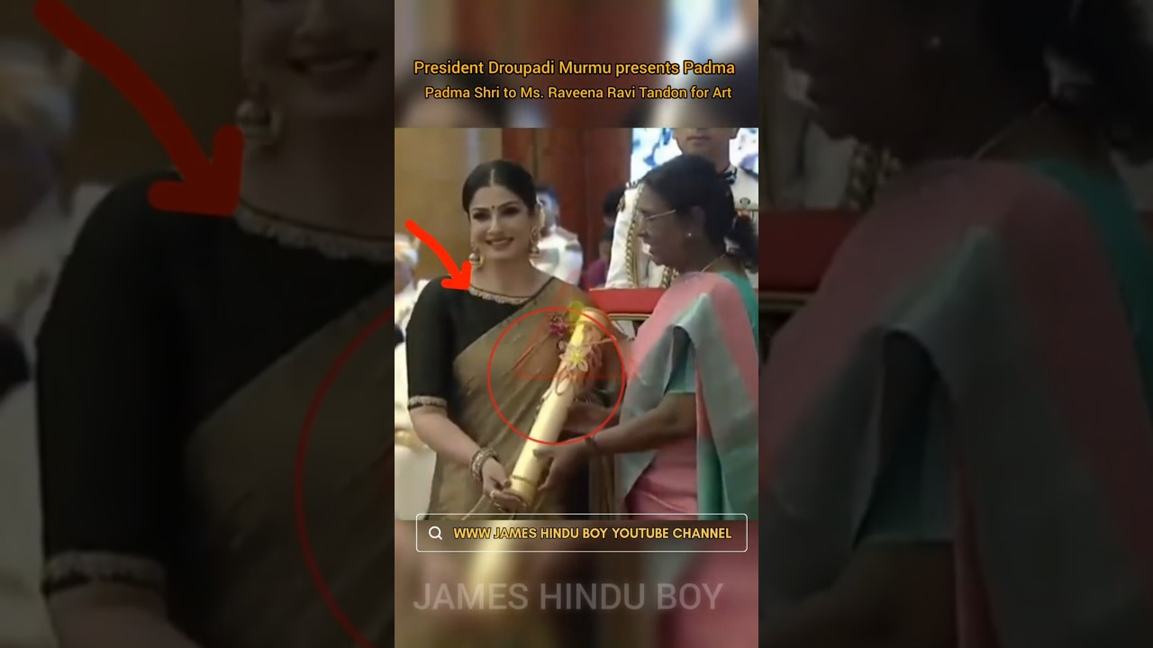 🔥President 😱Droupadi Murmu presents Padma Shri to Ms. Raveena Ravi Tandon for Art