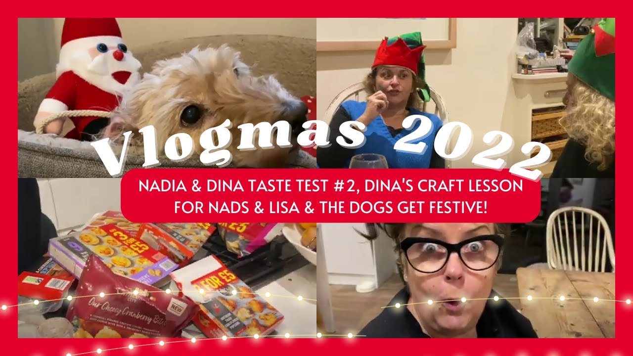 VLOGMAS 14 Nadia & Dina Taste Test #2,  DINA'S Craft Lesson for NADS & LISA & The Dogs Get Festive!