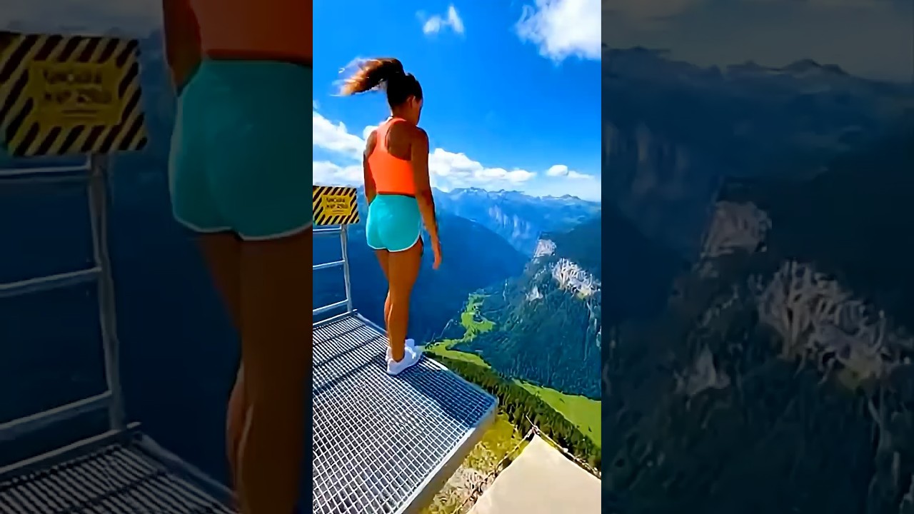 Cliff Net Bounce ➜ She Shoots Up Into the Sky 😳🕸️☁️ 