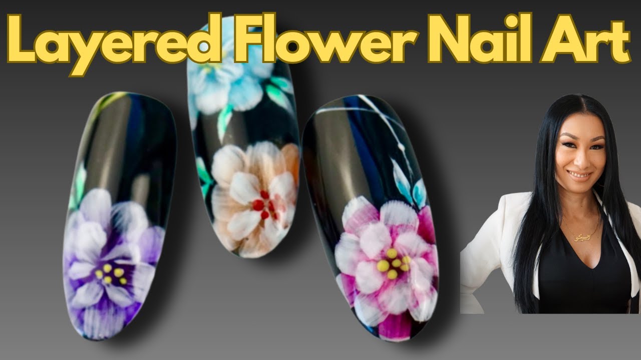 [Easy nail art] How to use blooming gel to create layered flowers/ gel flower nail art