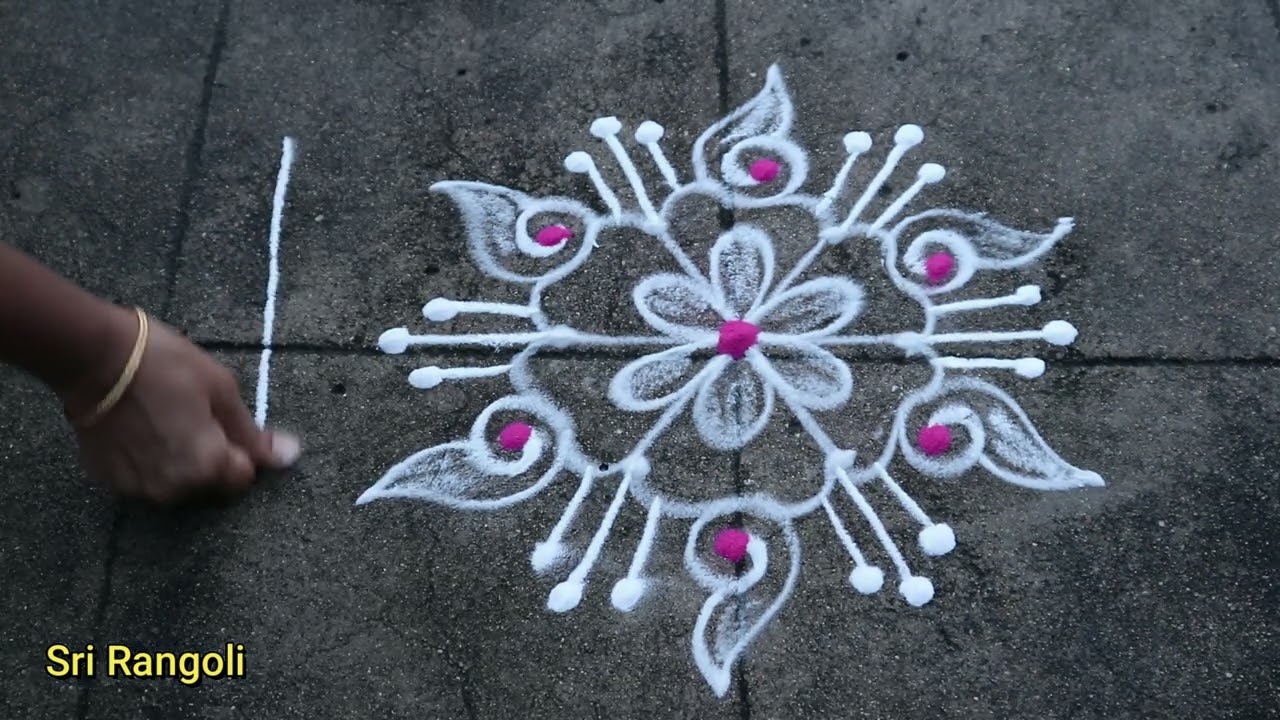 Tuesday Rangoli Design🌻3x2 Dots Easy Sanku Muggulu🌻Simple Kolam Design🌻Side border Rangoli Design