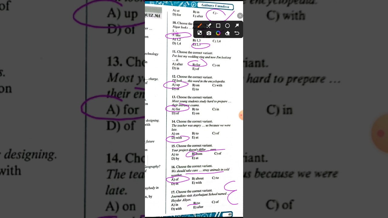 Preposition quiz 1 test izahı Gülnarə Umudova