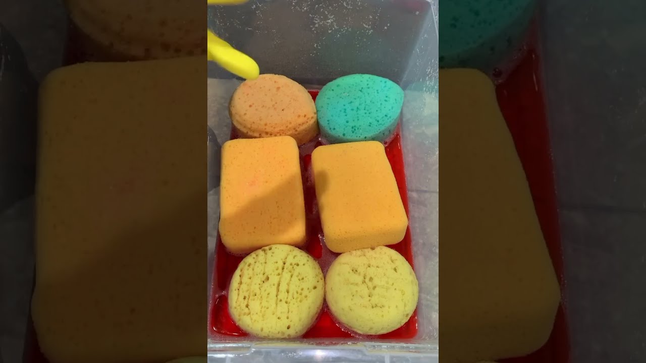 Asmr Orange Pinesol sponge squeezing