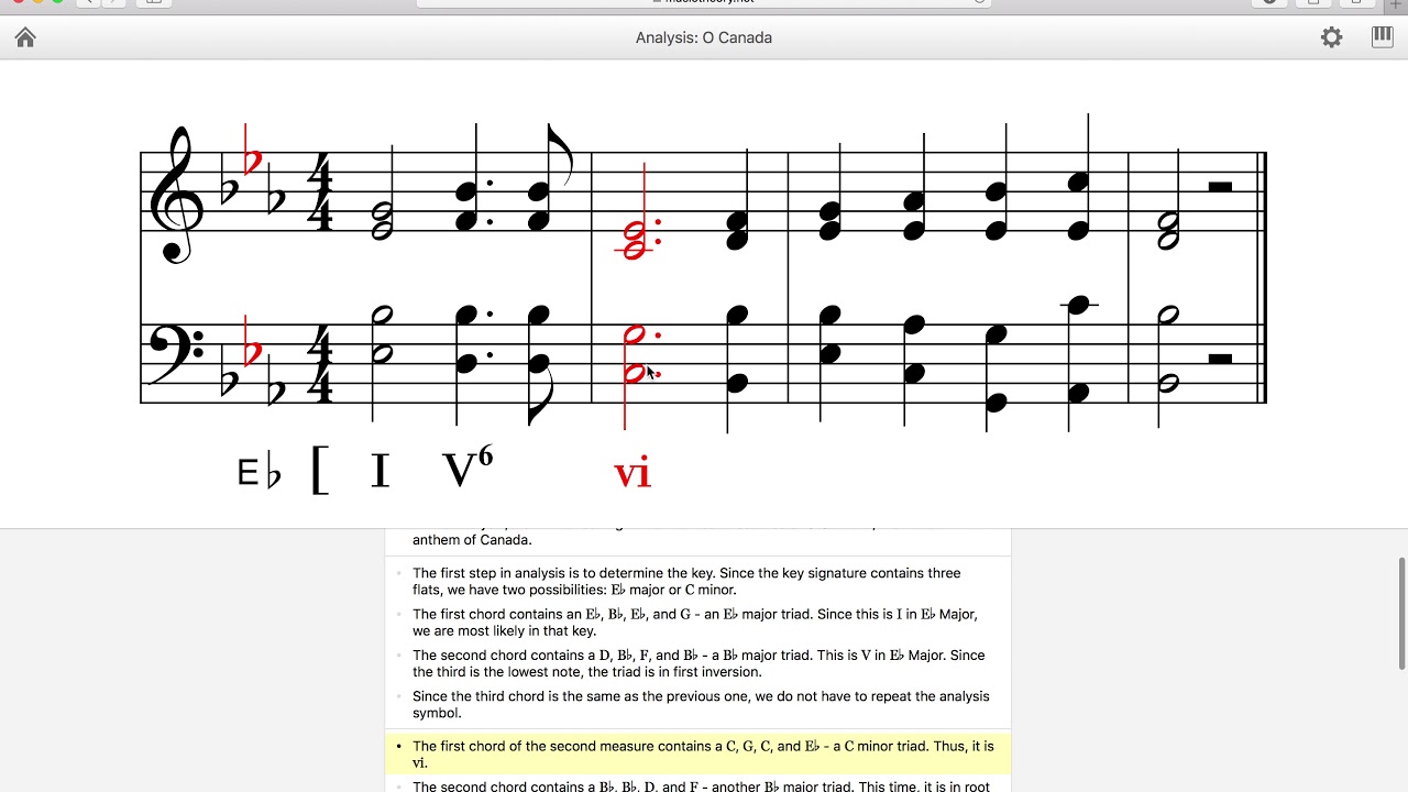 Advanced Music Theory Lesson 8: Chord Analysis O' Canada
