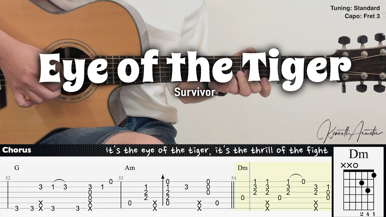 Eye of the Tiger - Survivor | Fingerstyle Guitar | TAB + Chords + Lyrics