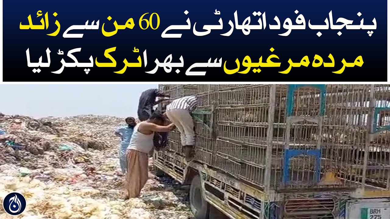 Punjab Food Authority seized a truck full of more than 60 dead chickens in Bahawalpur - Aaj News