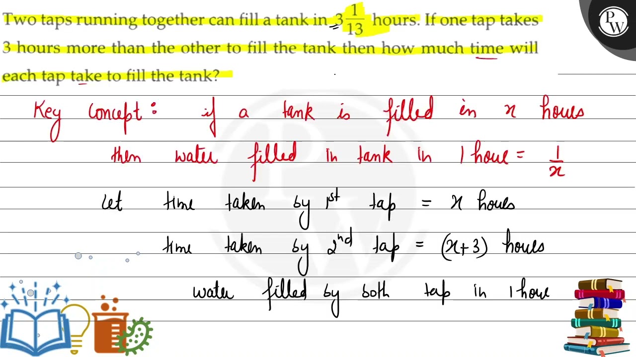 Two taps running together can fill a tank in 3 1/13 hours. If one tap takes 3 hours more than the...