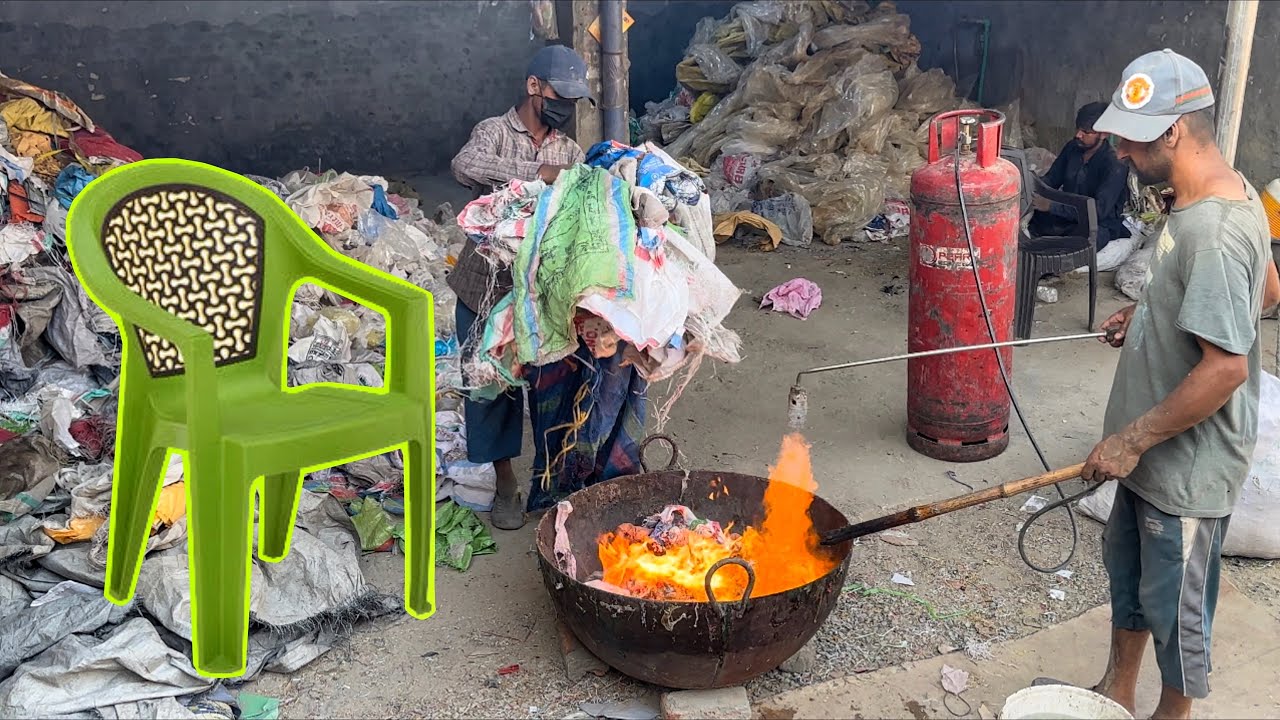 How Plastic Chairs Are Made from Recycled Polythene Plastic Bags | Amazing Manufacturing Process