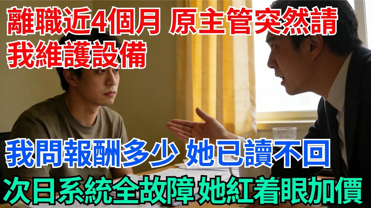 離職近4個月，原團隊主管突然請我維護設備，我問報酬多少，她已讀不回，次日系統全部故障，她紅着眼加價【奇趣天下】#職場逆襲#職場智慧#爽文職場#工作日常#完結爽文