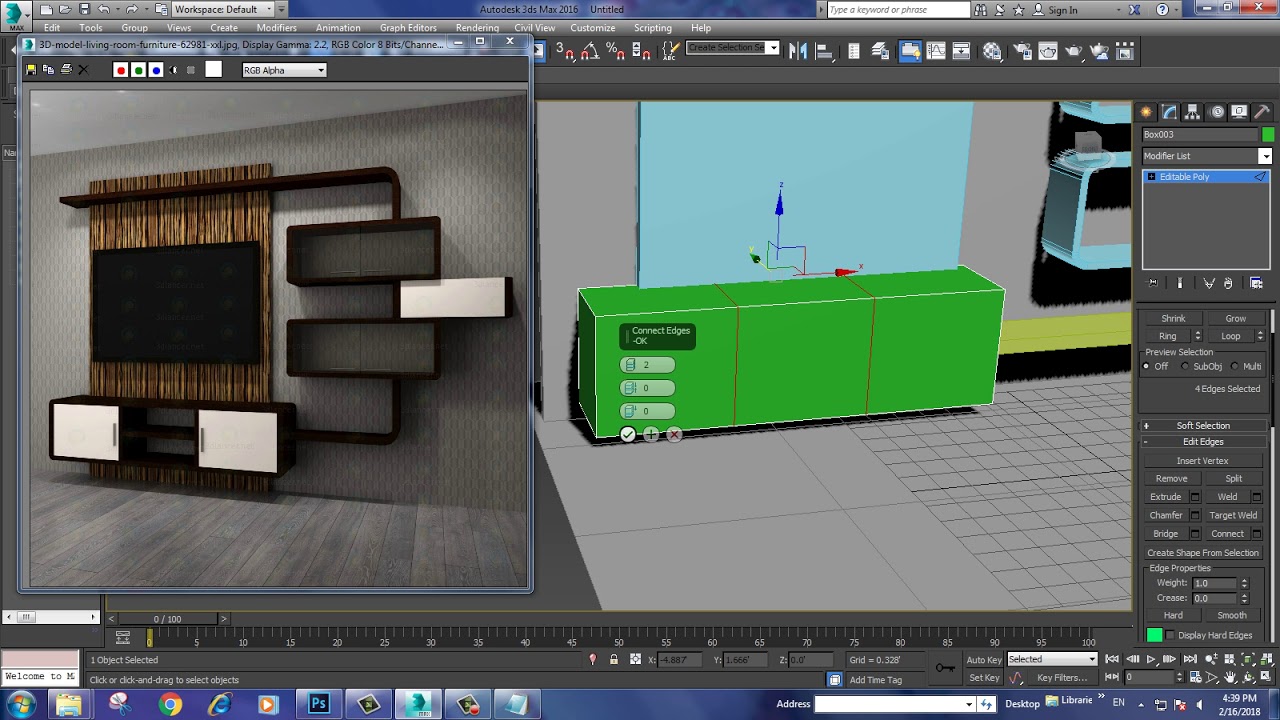 Tutorial on Modeling a wall unit in 3dsmax.