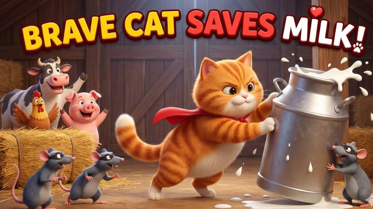 Brave Farm Cat Saves Milk from Sneaky Rats 🐱❤️ | Courageous Cat Protects Farm Animals |