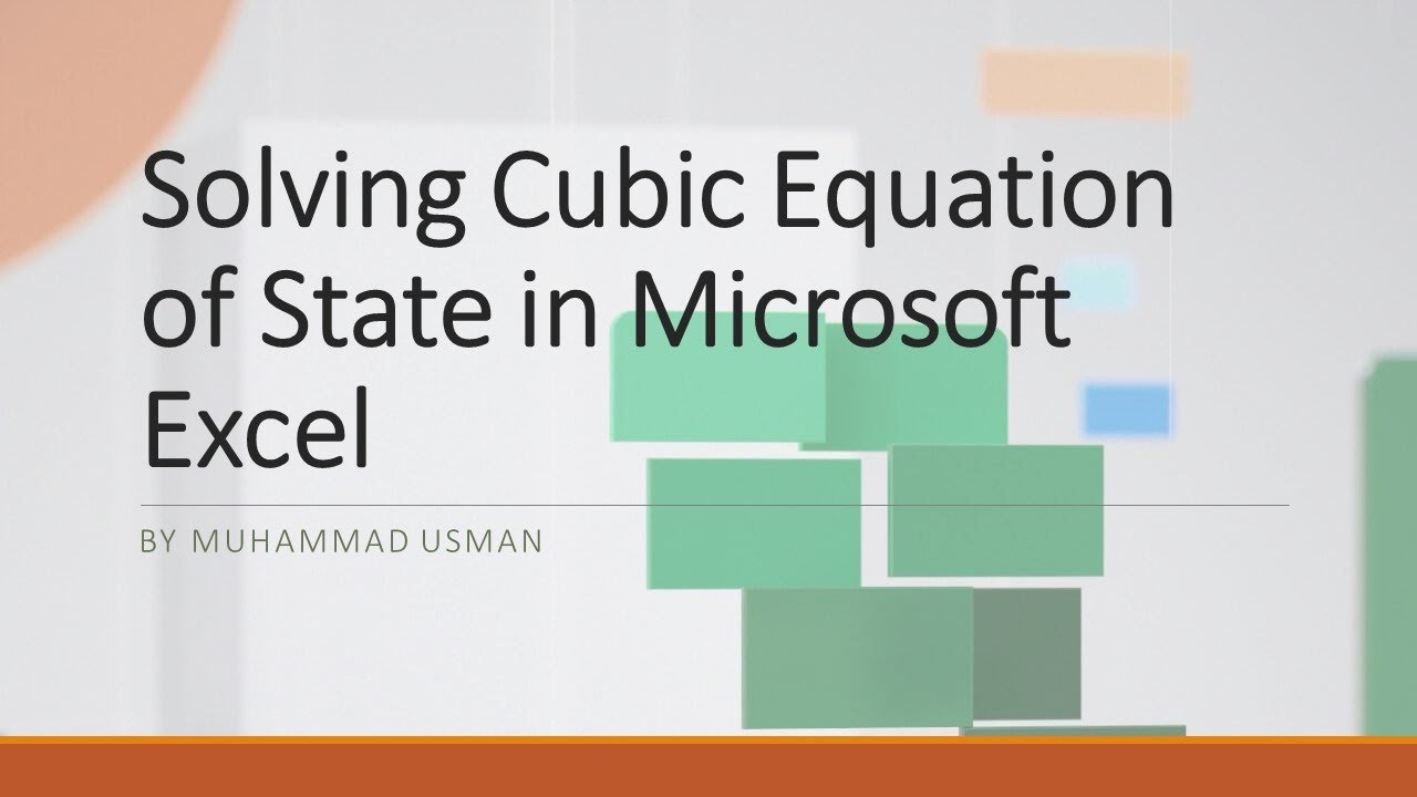 Van dar Waals Equation of State; Molar Volume of Liquid & Vapor; Cubic Equation Solution in Excel