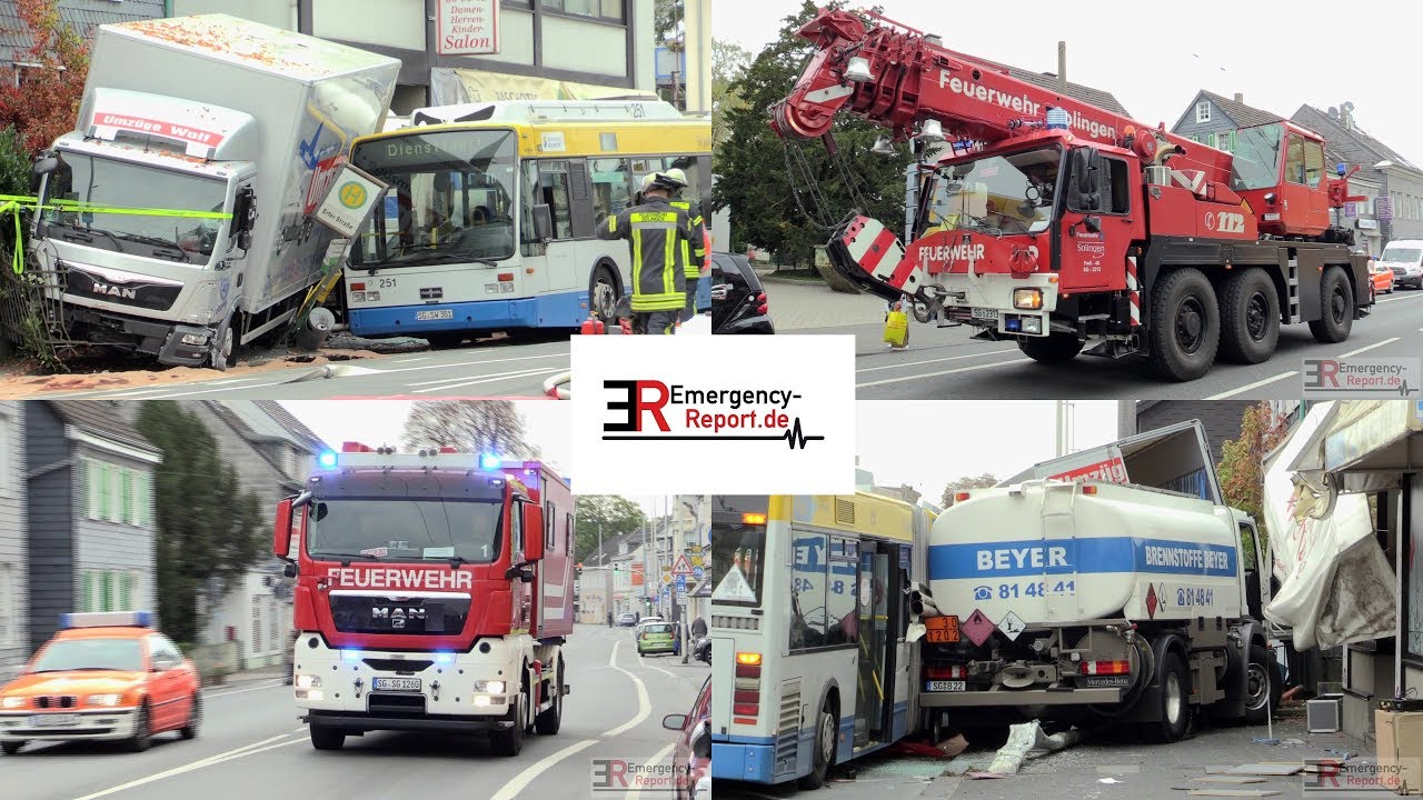 [TÖDLICHER UNFALL IN SOLINGEN] - Tankwagen krachte in Bus & weiteren LKW - [GROSSEINSATZ] -