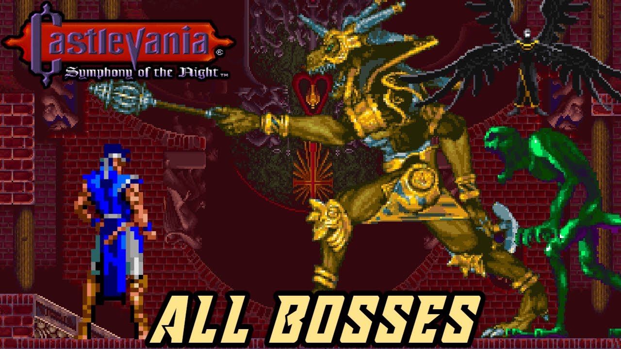 Castlevania: Symphony of the Night (PS1) - All Bosses [Richter | No Damage]