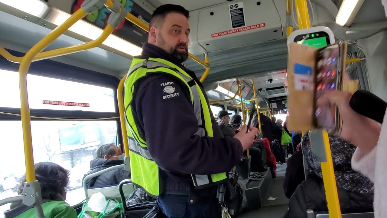Transit security evicts multiple people from the bus, cause delays hassling folks.