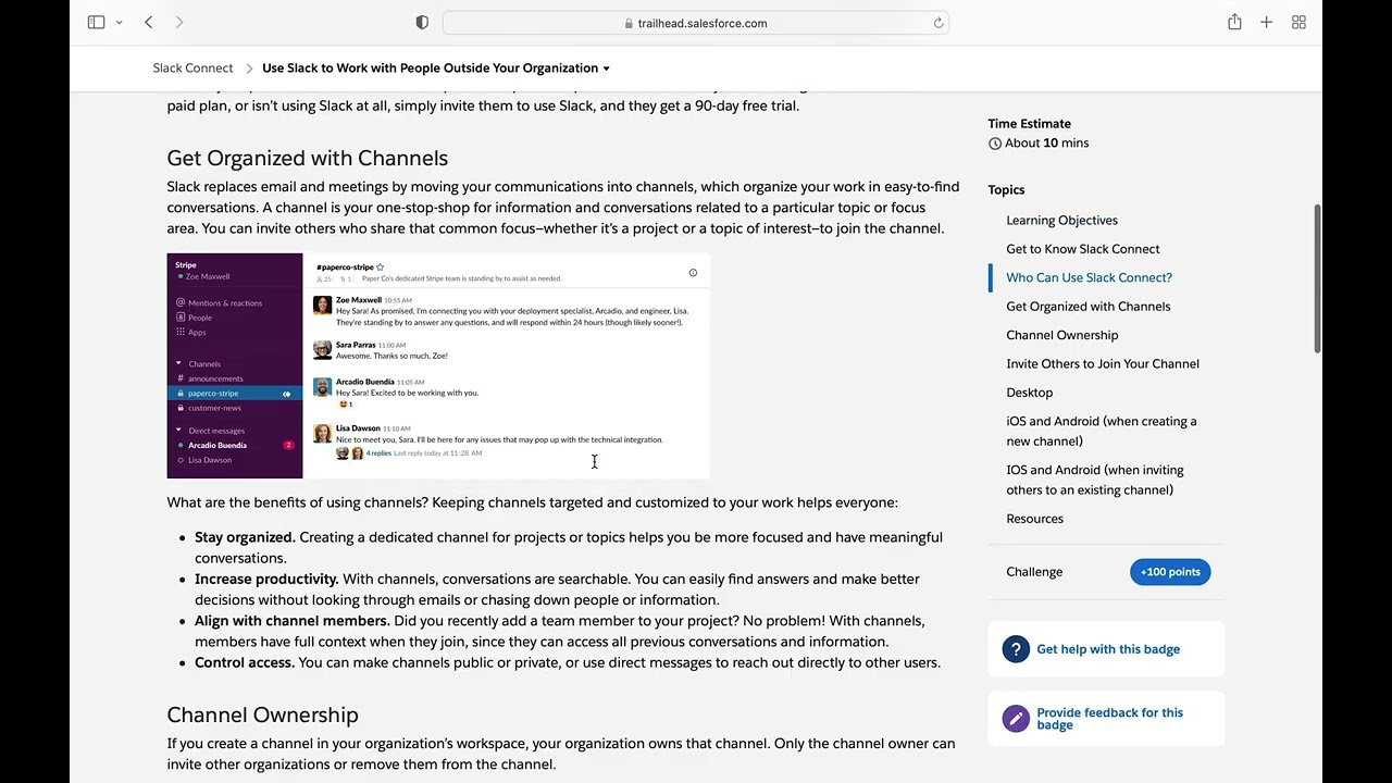 Use Slack to Work with People Outside Your Organization | Trailhead Module