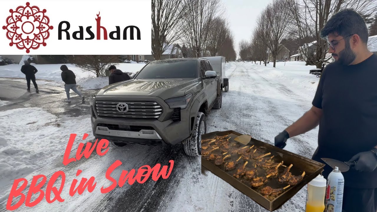 Live BBQ in snow ❄️ in USA | Haath gal gai 🔥| Catering with Rasham food group. 
