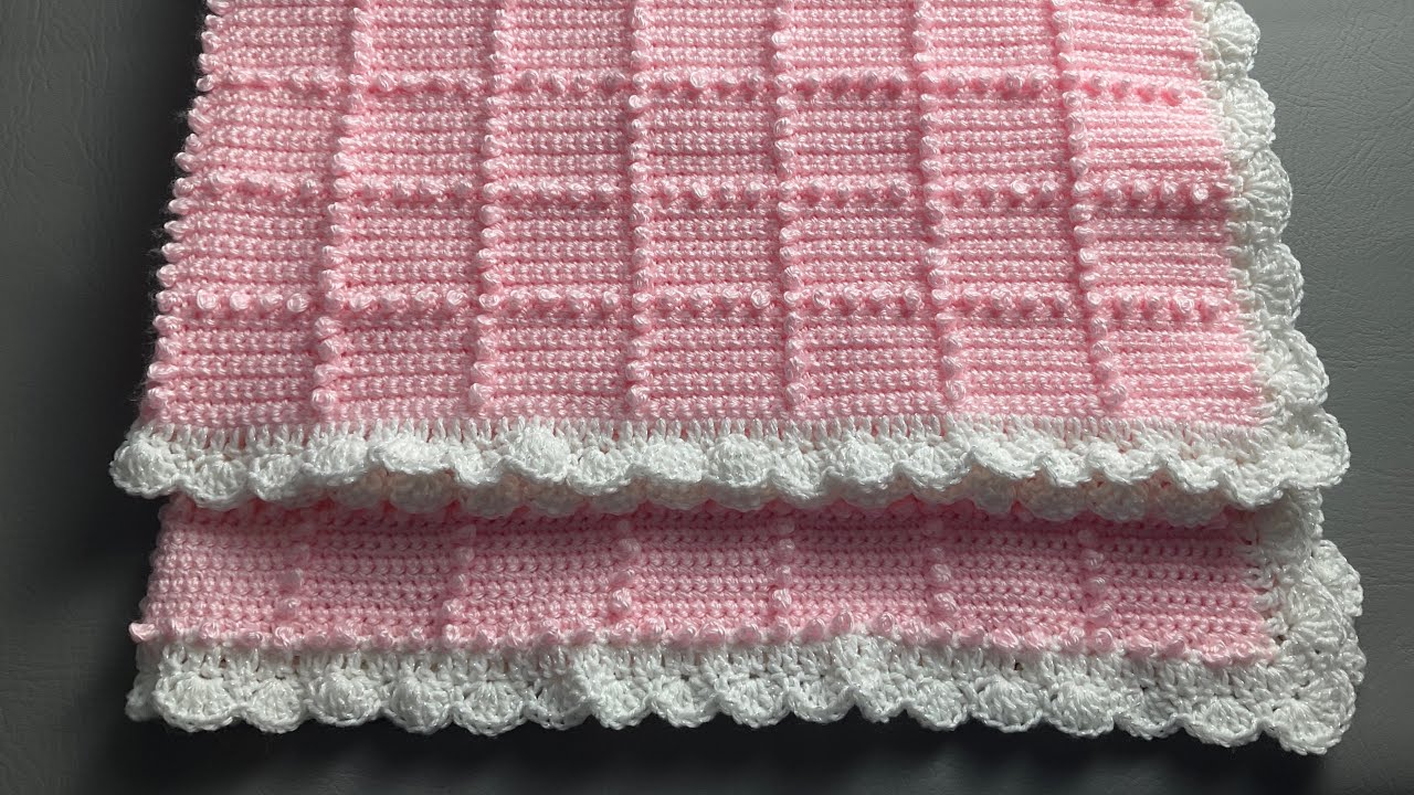 Pink squares baby afghan | Baby blanket