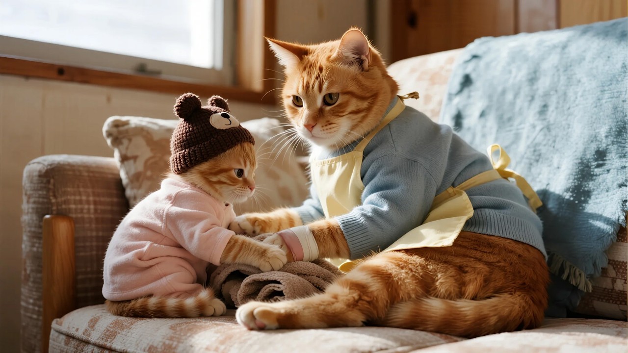 My Ginger Kitten Became a Hero After Mama Cat Got Hurt Shoveling Snow! 🦸‍♂️