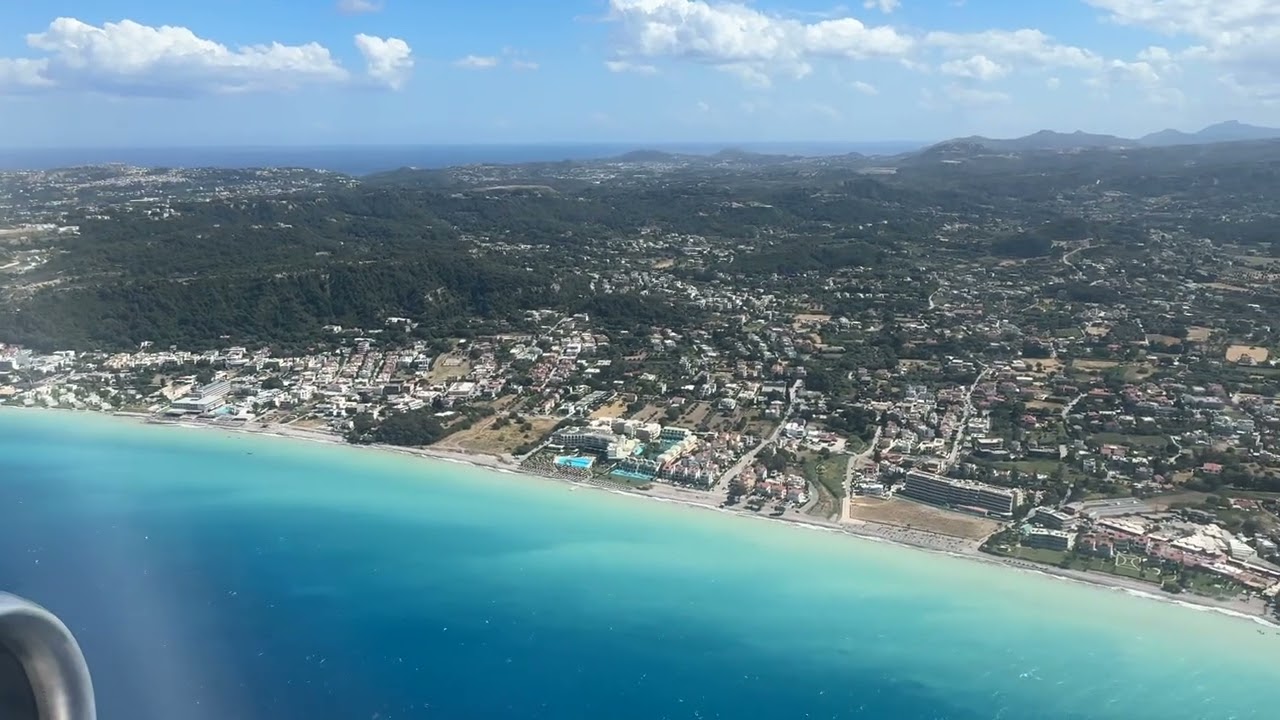 Final approach and landing in Rhodes, Greece