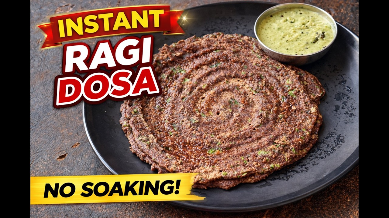ರಾಗಿ ನೆನಸದೇ ಮಾಡುವ  ಧಿಡೀರ್ ರಾಗಿ ದೋಸೆ | ರಕ್ತದ ಸಕ್ಕರೆ ನಿಯಂತ್ರಿಸುವ ರಾಗಿ ತಿಂಡಿ Instant Fingermillet Dose