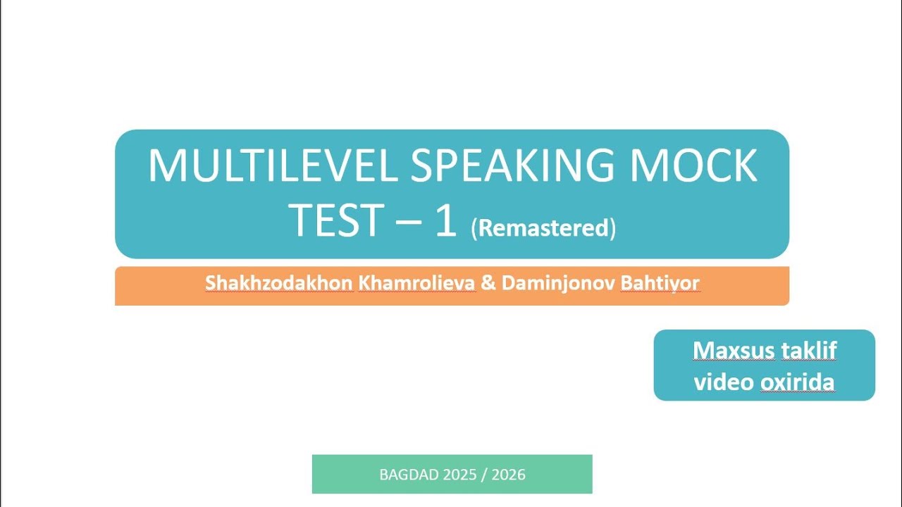 Multilevel Speaking Practice 1 - Remastered ( without answers )