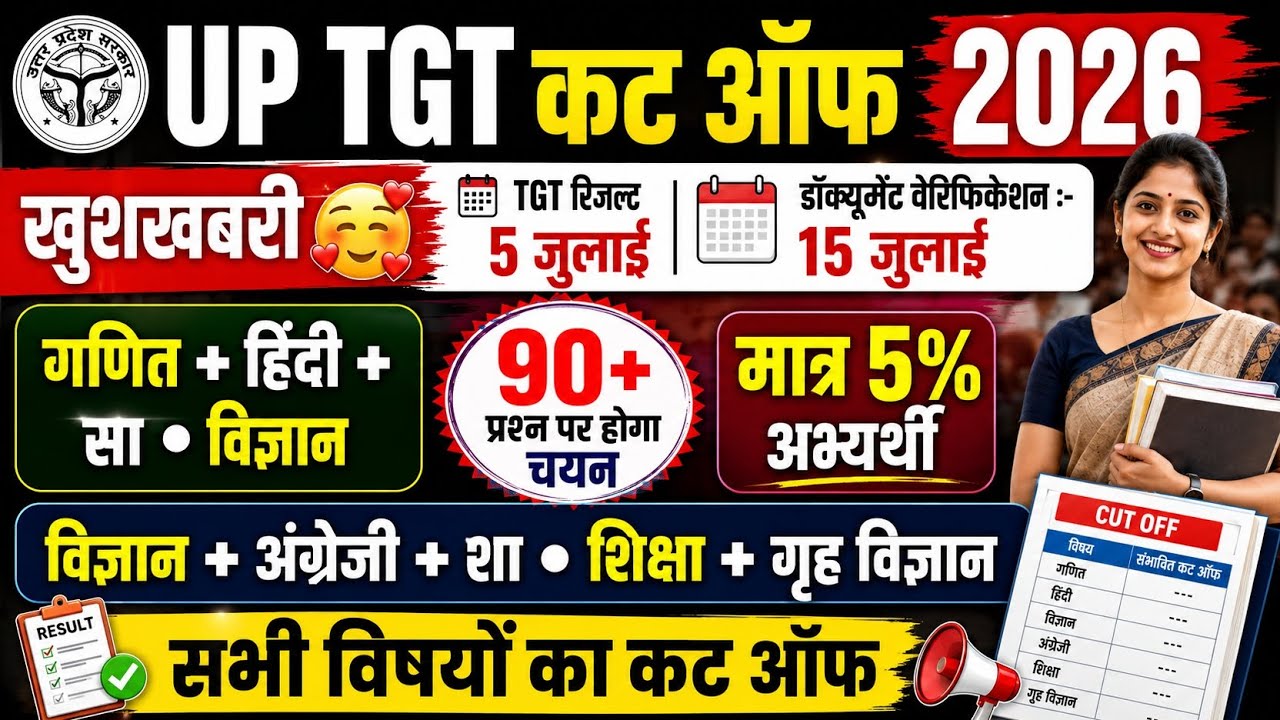 UP TGT MATHS CUT OFF 2026 | TGT MATHS CUT OFF 2026 | TGT MATHS CUT OFF | UP TGT HINDI CUT OFF 2026