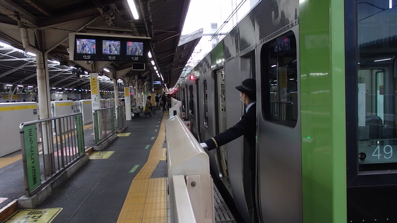 【ホームドア設置後】山手線代々木駅での女性車掌動作RT１