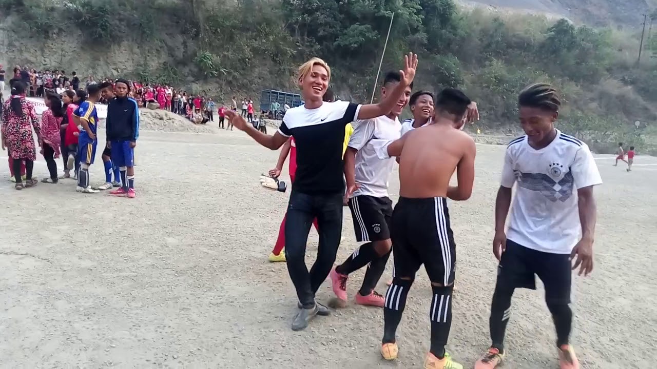 Funny Dance of football player.  After winner the first Roshi president cup 2076