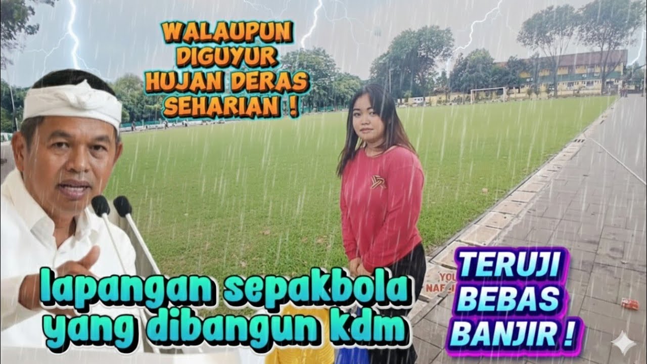 Dibangun KDM ! Lapangan sepakbola ini teruji bebas banjir walaupun diguyur hujan deras seharian !
