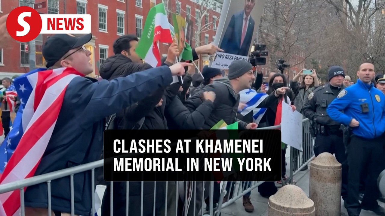 Protesters clash in New York during memorial for Iran's Khamenei