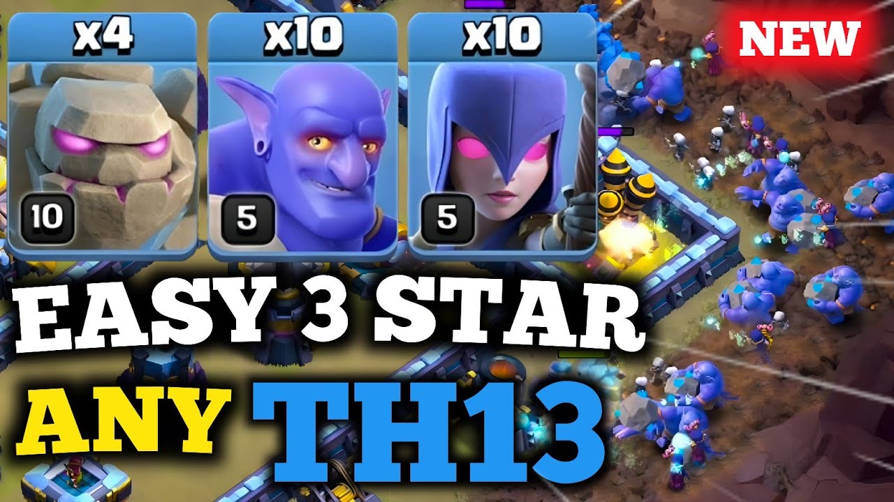 Th13 Golem Bowler Witch Attack With 10 Zap Spell | Best Th13 Attack Strategy in Clash of Clans