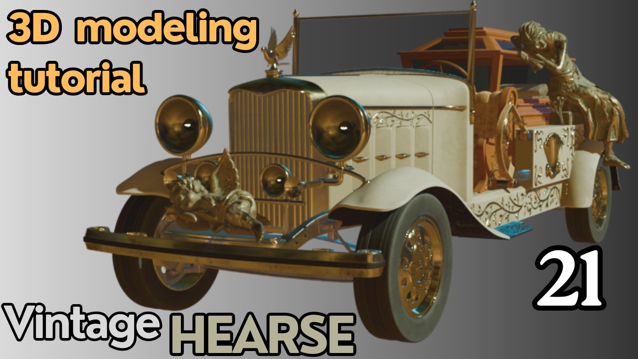 21 HOW I MODELED a HAUNTINGLY COOL VINTAGE HEARSE in 3D! 🖤 Step-by-Step Blender Tutorial | Arq Lugo