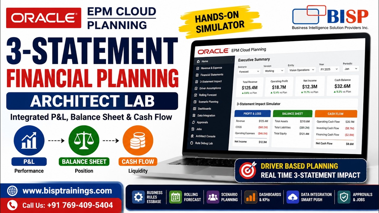 Oracle EPM Cloud Planning 3-Statement Financial Planning Lab  BISP Trainings
