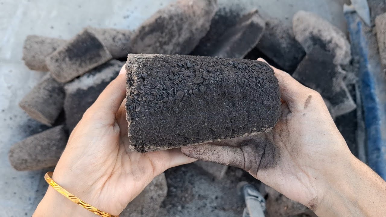 New video Black gritty charcoal floor crumbling satisfying