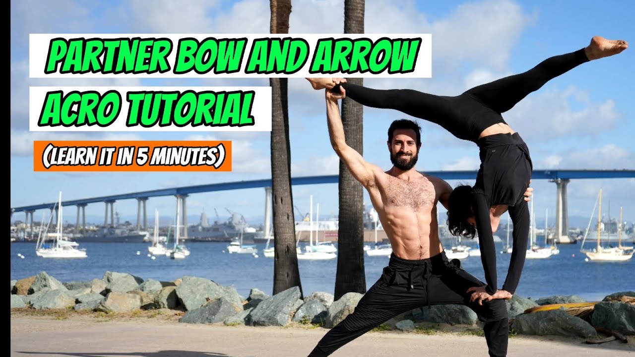 Learn the Bow and Arrow Partner Acro Pose with Mazen and Jillian (Acro Yoga challenge for 2)