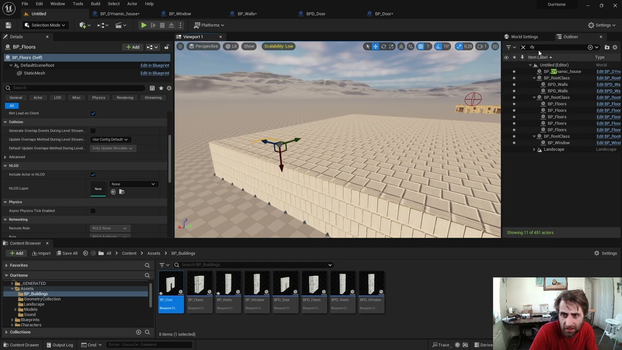 Unreal 5 construction script. Extra setting on walls
