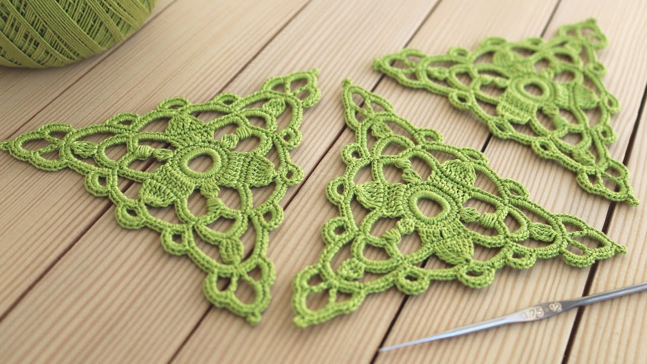 Треугольный МОТИВ вязание крючком МАСТЕР-КЛАСС схема вязания crochet lace triangle motif pattern